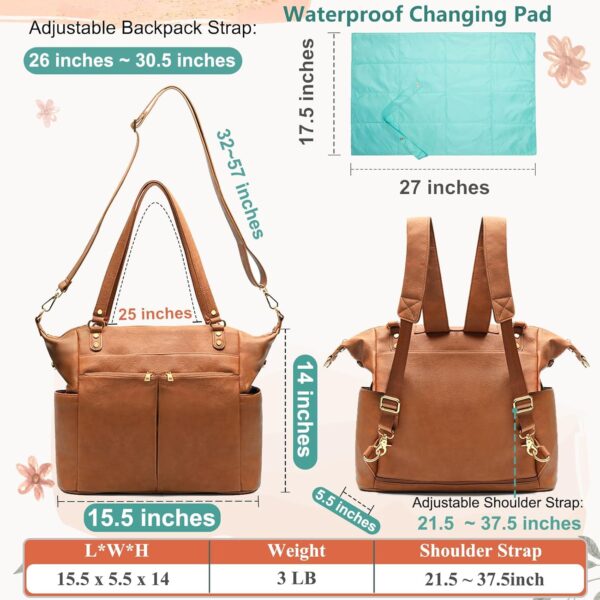 MOMINSIDE Diaper Bag Tote, 4 in 1 Leather Diaper Bag Backpac... - Image 6