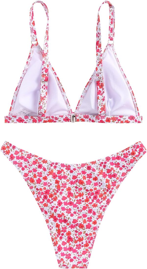 ZAFUL Women's 2 Piece Floral Print Swimsuit Triangle String ... - Image 5