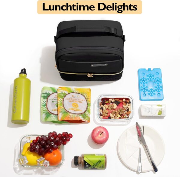 Large Lunch Bag Women - 2 Tier Vegan Leather Insulated Leakp... - Image 6