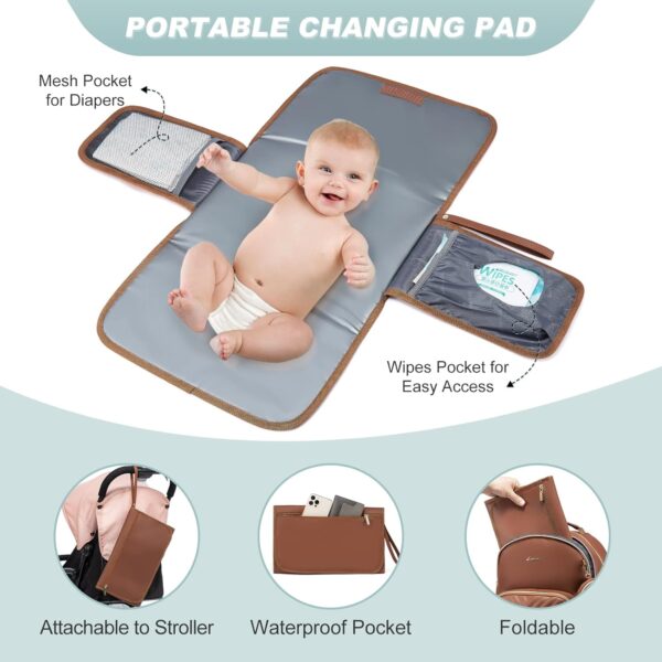LOVEVOOK Leather Diaper Bag Backpack, Quilted Baby Bag with ... - Image 4