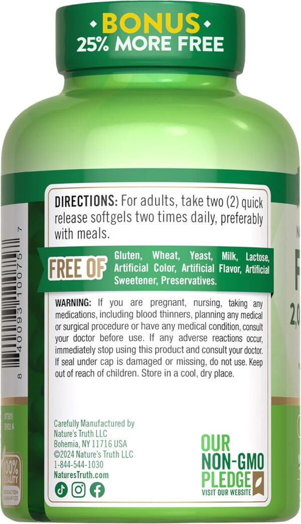 Nature's Truth Omega 3 Fish Oil 2000 mg | 125 Liquid Softgel... - Image 8