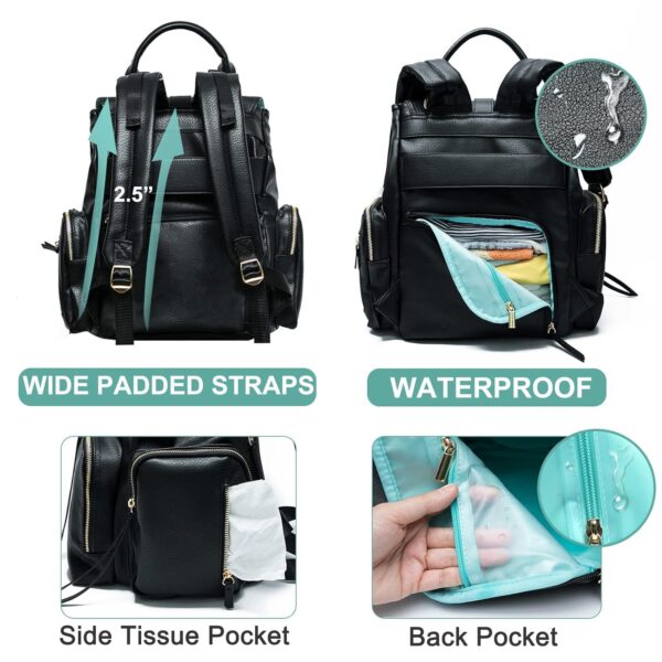 MOMINSIDE Diaper Bag Backpack with 14 Pockets, Leather Baby ... - Image 5