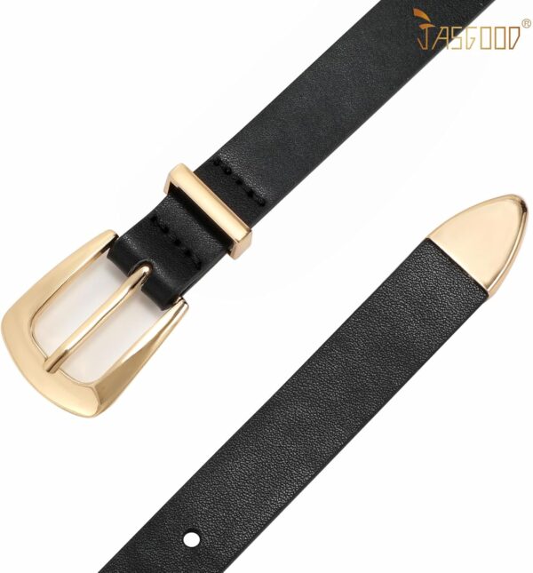 JASGOOD 2 Pack Women's Skinny Leather Belts Faux Leather Thi... - Image 3