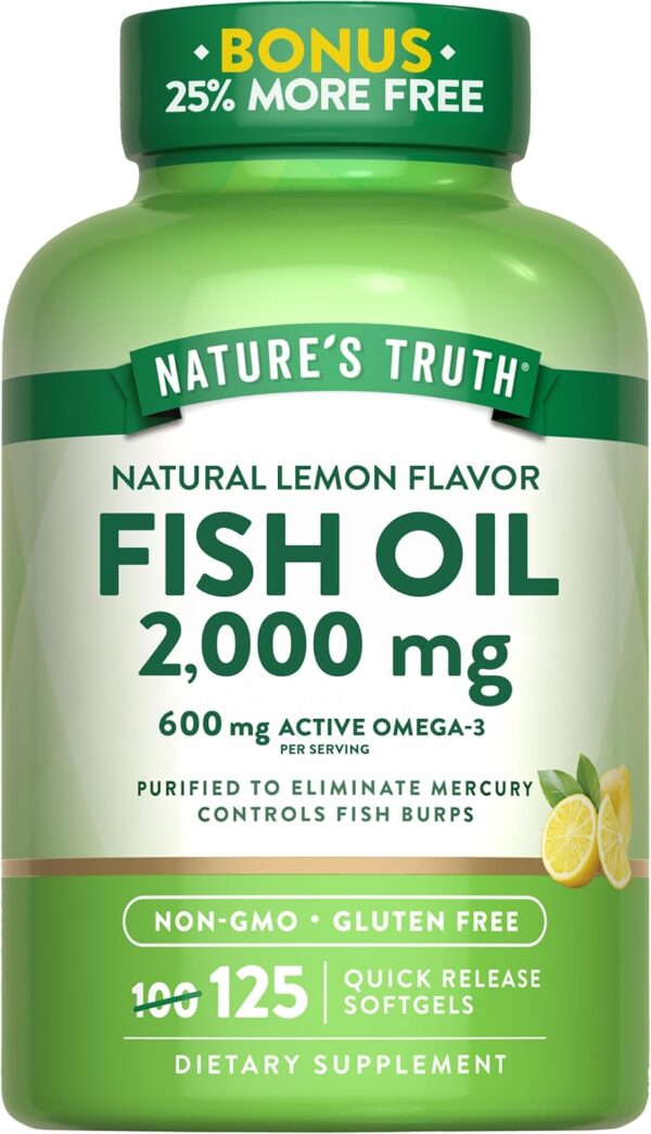 Nature's Truth Omega 3 Fish Oil 2000 mg | 125 Liquid Softgel... - Image 2
