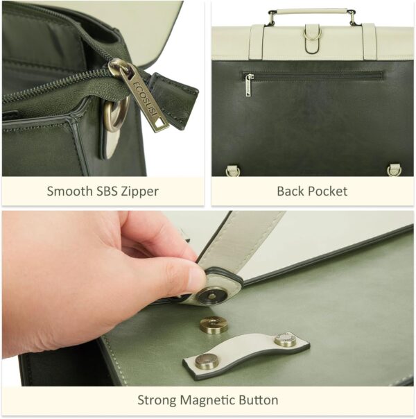 ECOSUSI Laptop Bag for Women Vegan Leather Messenger Bag Fas... - Image 6