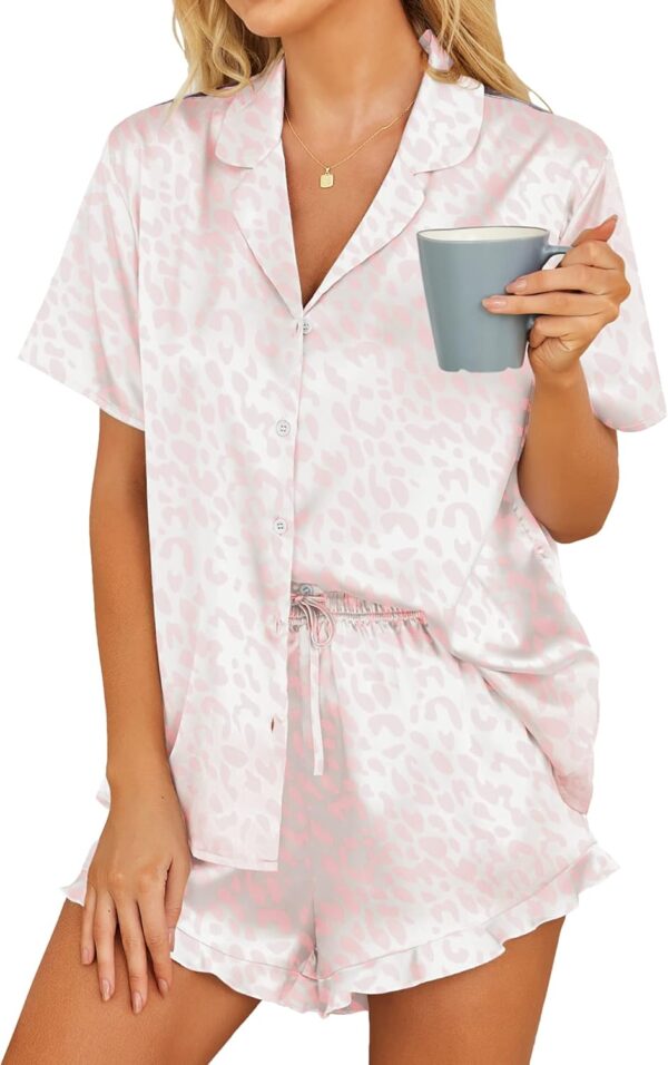 HOTOUCH Womens Satin Pajamas Set Button Down 2 Piece Silk Pj... - Image 2