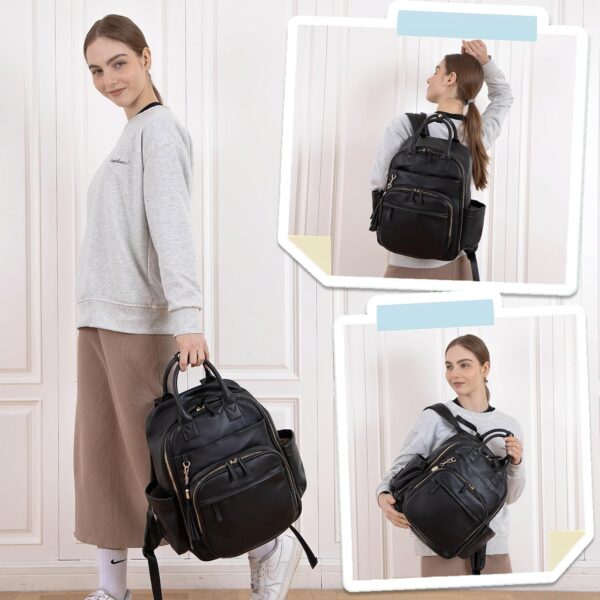 Diaper Bag Backpack,Leather Baby Bag with 16 Pockets,Large T... - Image 3