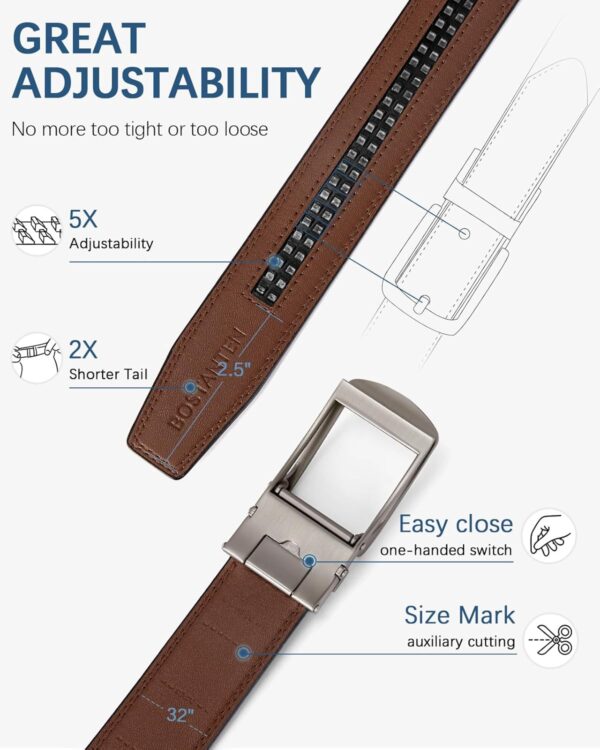BOSTANTEN Mens Belt Leather Ratchet 1 3/8'' Belt For Men Gif... - Image 4