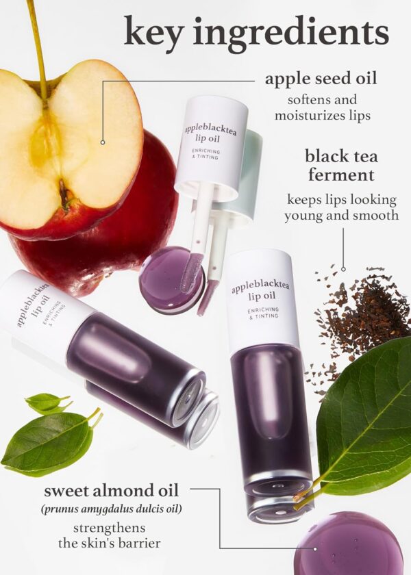 NOONI Korean Vegan Lip Oil - Appleblacktea, 0.12 Fl Oz + Kor... - Image 4