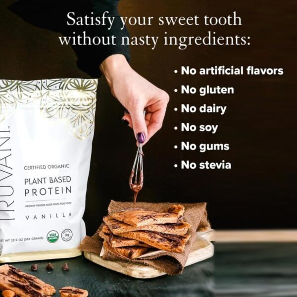 Truvani Vegan Pea Protein Powder | Vanilla | 20g Organic Pla... - Image 4