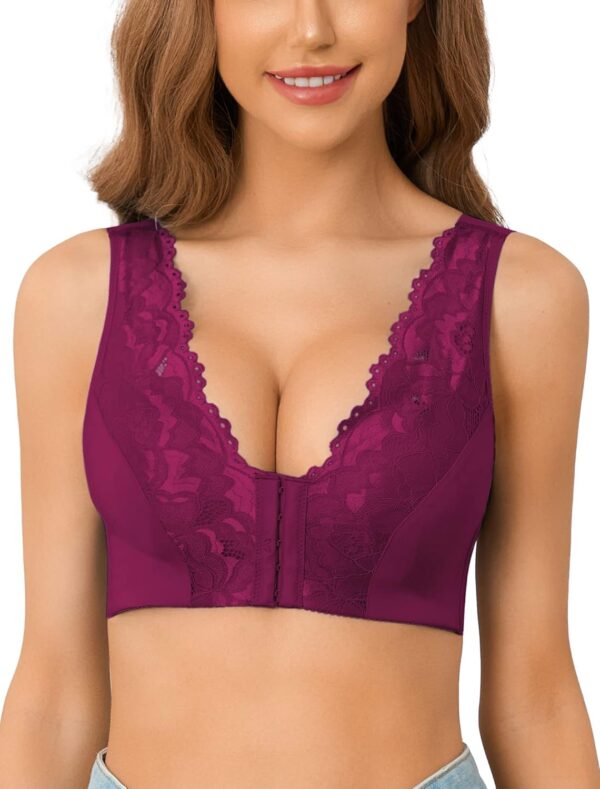 Front Closure Lace Bras for Women Posture Smooth Back Wirefr... - Image 2