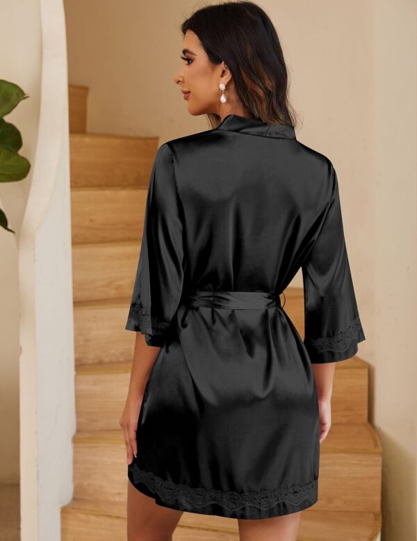 Ekouaer Women's Lace-Trim Silk Robes Bride Bridesmaid Kimono... - Image 4