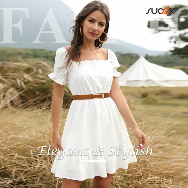 SUOSDEY Women Leather Belts for Dress Jeans Belt with Gold B... - Image 4