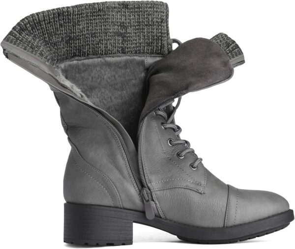 DREAM PAIRS Women's Winter Lace up Mid Calf Combat Riding Mi... - Image 5