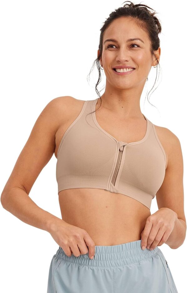 Jockey Women's Bra Seamfree Mid Impact Zip Front Sports Bra - Image 2