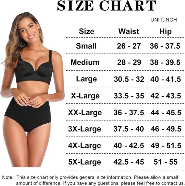 Women's High Waist Cotton Underwear Stretch Briefs Soft Comf... - Image 3