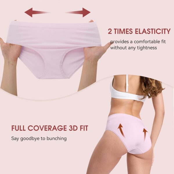 BAMBOO COOL Women's Underwear Mid Waisted Brief Ladies Seaml... - Image 5