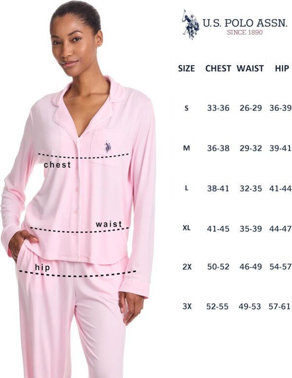 U.S. Polo Assn. Womens Pajama Set Long Sleeve Button Up Top ... - Image 7