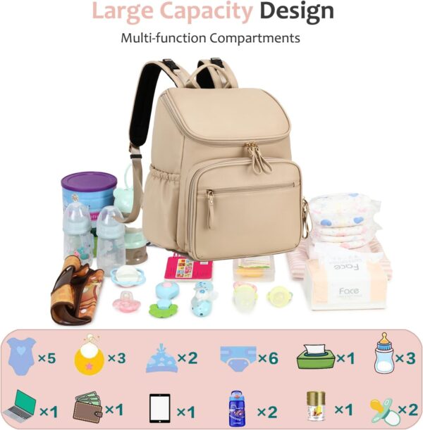 Large Capacity Diaper Bag with Stroller Buckle, Water-Resist... - Image 3