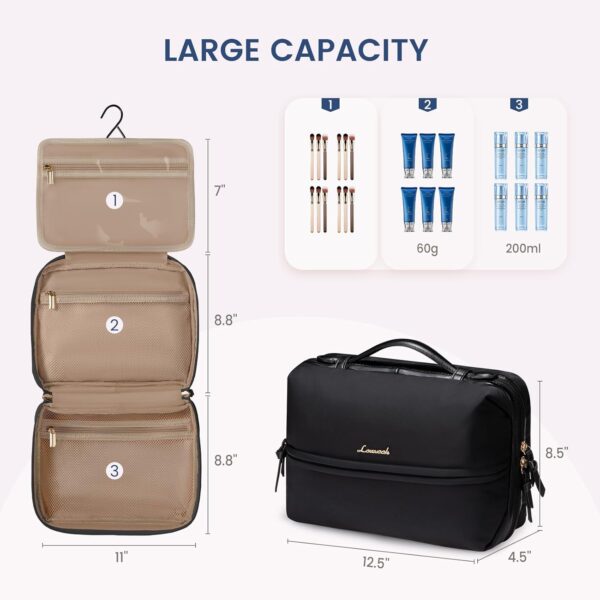 LOVEVOOK Travel Toiletry Bag With Hanging Hook for Women, Pu... - Image 4