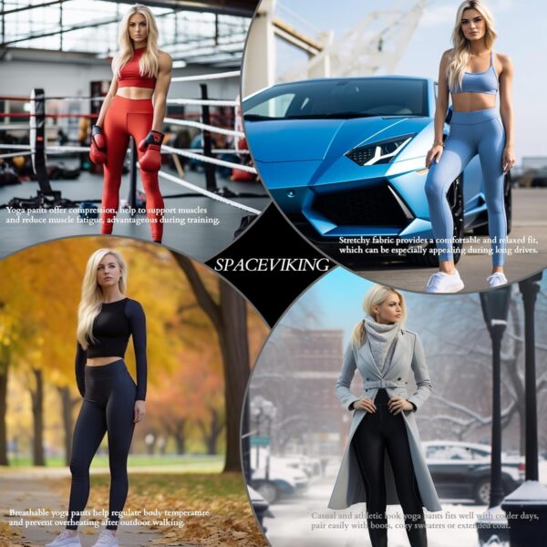 High Waisted Yoga Pants with Pockets, Tummy Control Workout ... - Image 7