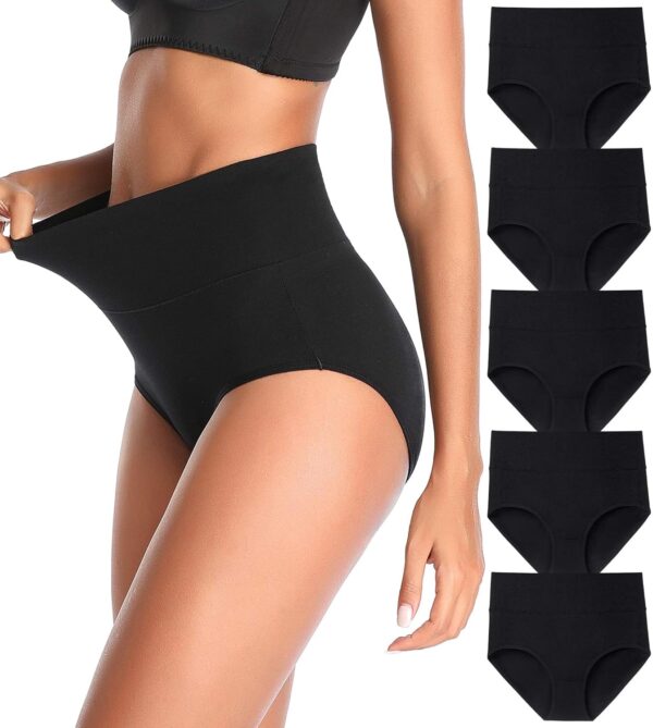 Women's High Waist Cotton Underwear Stretch Briefs Soft Comf... - Image 2