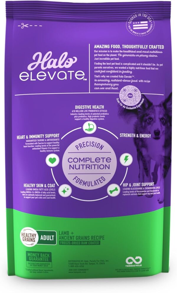 HALO Elevate Dog Food Lamb Recipe, Healthy Grains Dry Dog Fo... - Image 3