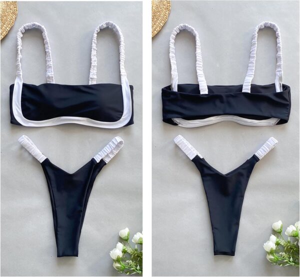 WODECASA Women's Colorblock Bikini Set Square Neck High Cut ... - Image 7