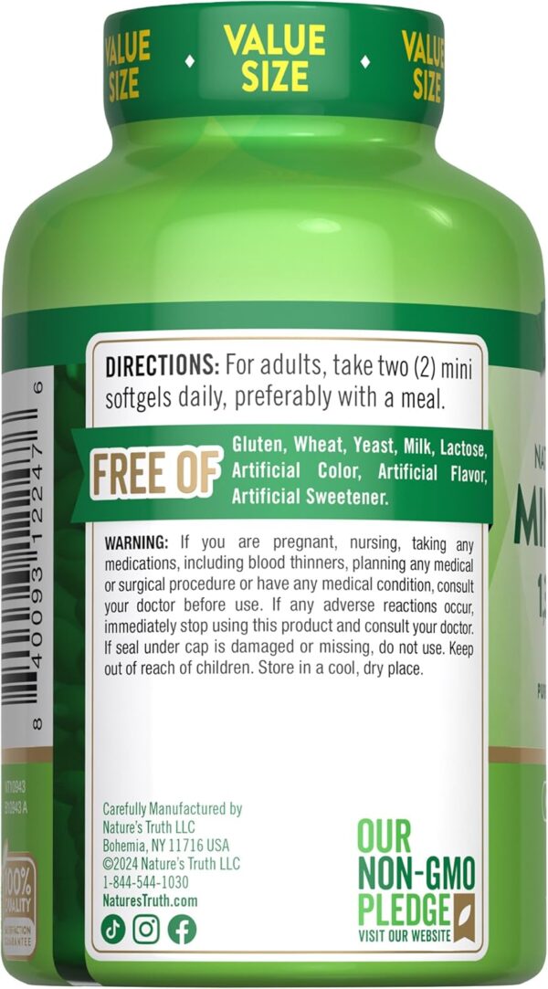 Nature's Truth Fish Oil Omega 3 | 1340 mg | 200 Mini Softgel... - Image 8