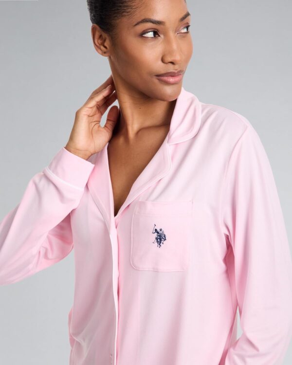 U.S. Polo Assn. Womens Pajama Set Long Sleeve Button Up Top ... - Image 5