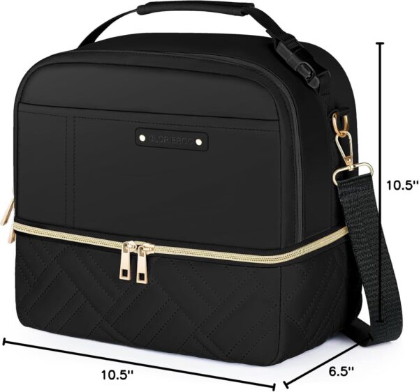 Large Lunch Bag Women - 2 Tier Vegan Leather Insulated Leakp... - Image 8