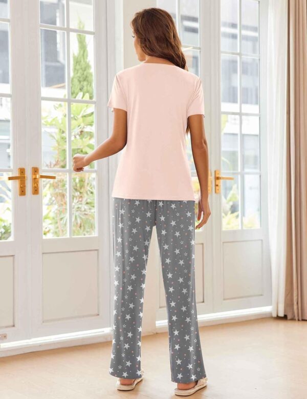 Ekouaer Pajama Sets For Women 2 Piece Short Sleeve Pj Sets W... - Image 5