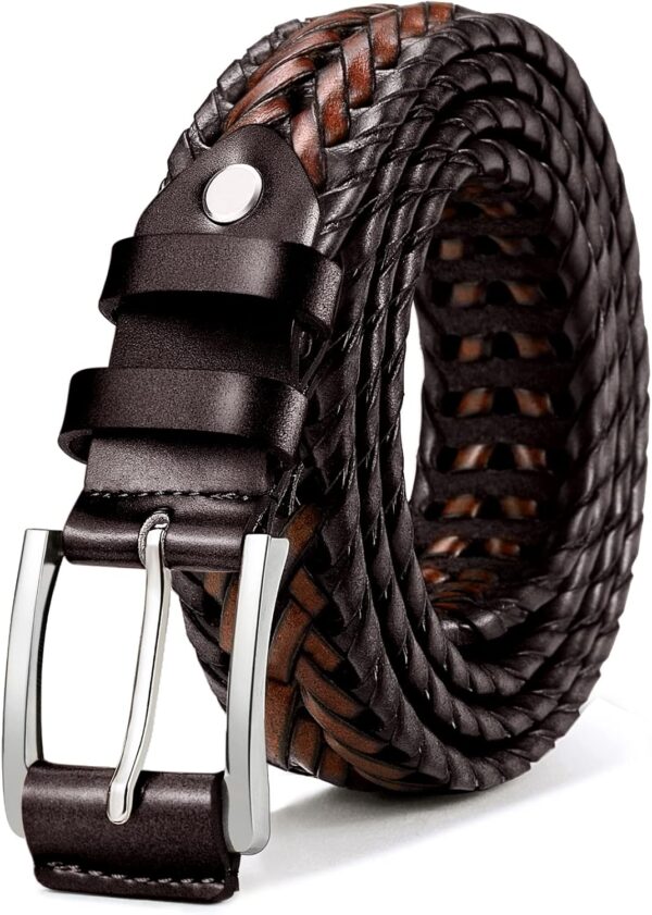 BULLIANT Mens Belts,Leather Woven Braided Belts for Gift Men... - Image 2