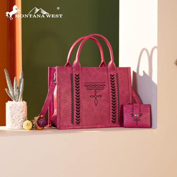 Montana West Longhorn Whipstitch Western Top Handle Tote Bag... - Image 7