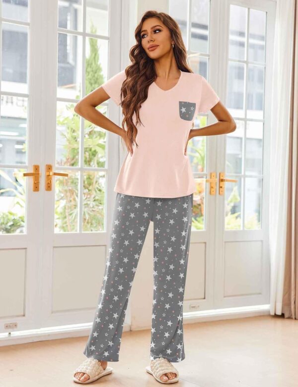 Ekouaer Pajama Sets For Women 2 Piece Short Sleeve Pj Sets W... - Image 3
