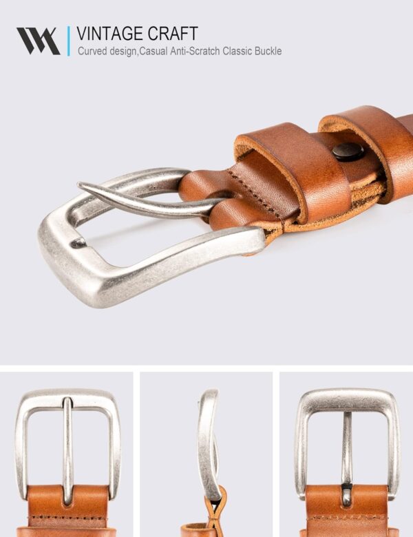 WOLFANT Leather Belt for Men,100% Italian Full Grain Real So... - Image 3