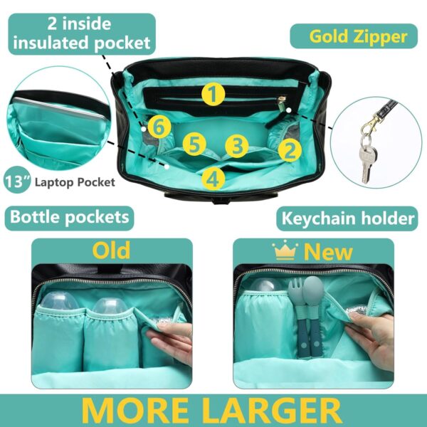 MOMINSIDE Diaper Bag Backpack with 14 Pockets, Leather Baby ... - Image 4