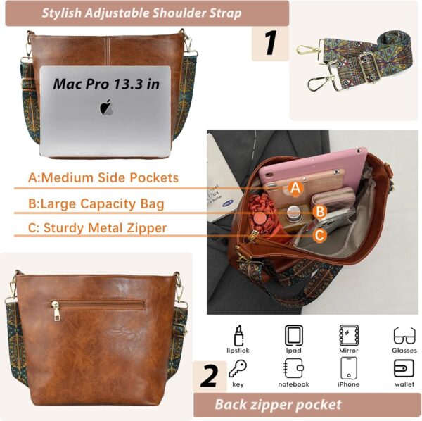 Hobo Bags Vegan Leather Crossbody Bag Guitar Strap Shoulder ... - Image 4