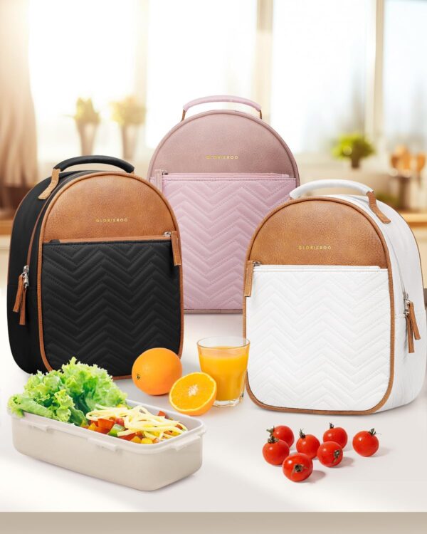 Insulated Lunch Box Bag for Women - Adult Vegan Leather Ligh... - Image 9
