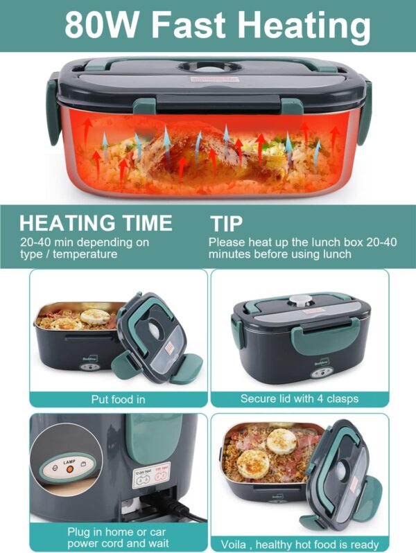 Buddew Electric Lunch Box 80W Food Heater for Adults, 12/24/... - Image 4