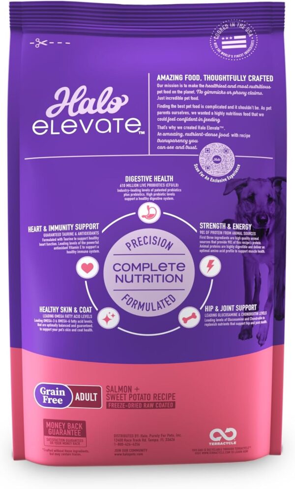 HALO Elevate Dog Food Salmon Recipe, Grain Free Dry Dog Food... - Image 3