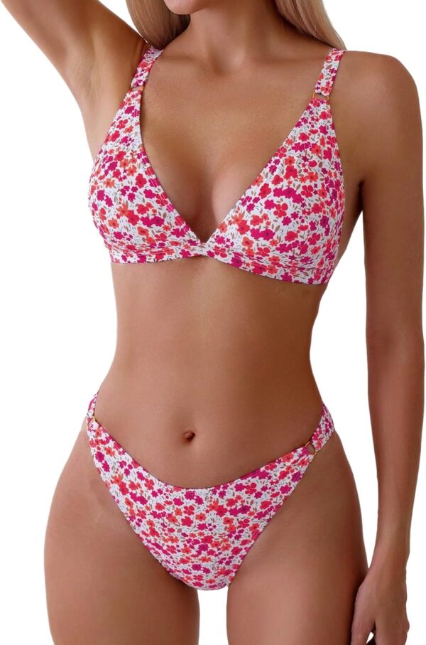 ZAFUL Women's 2 Piece Floral Print Swimsuit Triangle String ... - Image 2