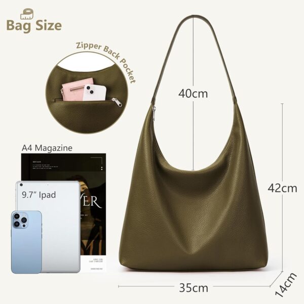 KALIDI Casual Tote Bag Vegan Leather Hobo Zipper Work Bag We... - Image 5