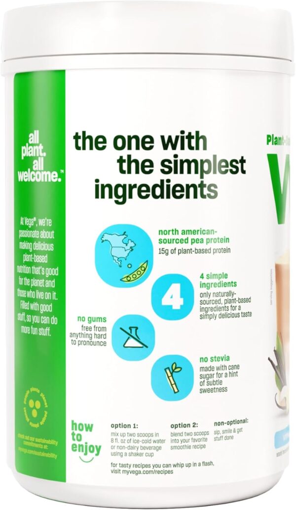 Vega Protein Made Simple Protein Powder, Vanilla - Stevia Fr... - Image 3