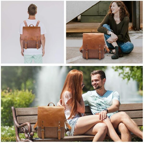LXY Vegan Leather Backpack Vintage Laptop Bookbag for Women ... - Image 7