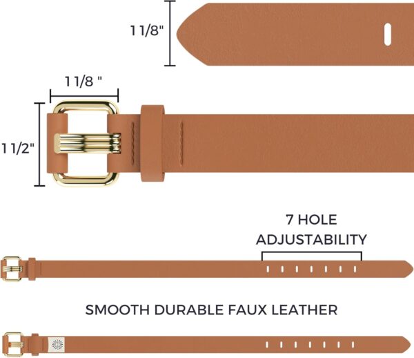 Womens Brown Vegan Leather Belt with Gold Buckle - Casual Je... - Image 6
