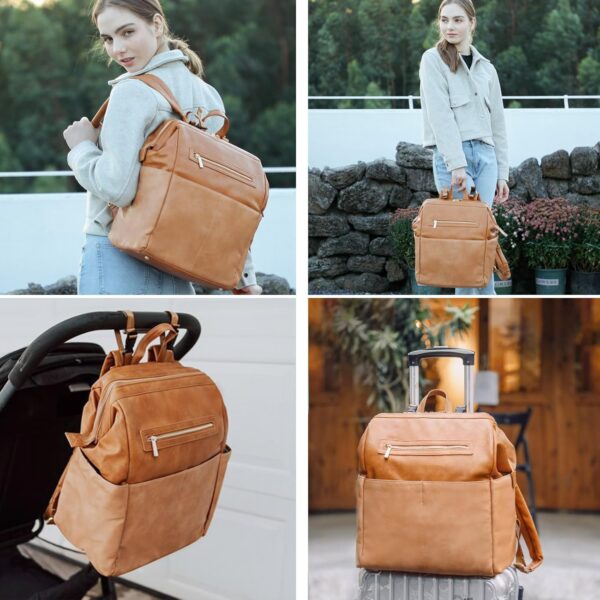 MOMINSIDE Diaper Bag Backpack, Baby Bag Leather with 16 Pock... - Image 3