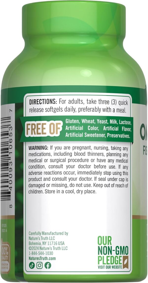 Nature's Truth Triple Omega 3 6 9 | 3600mg | 200 Softgels | ... - Image 8