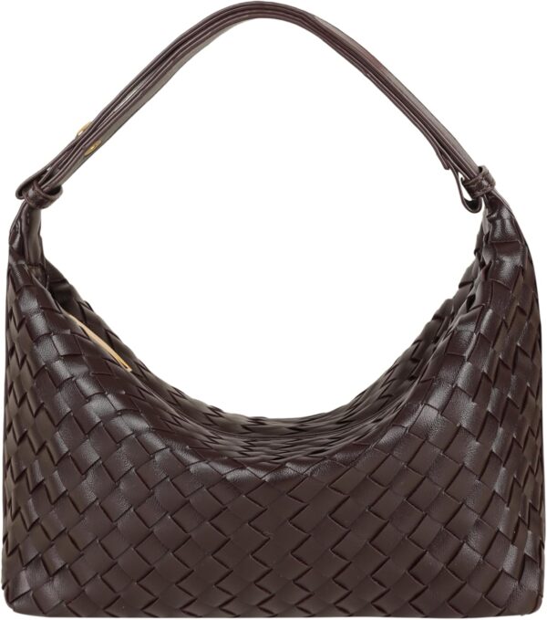 Vegan Leather Woven Tote Handbag, Top-handle Shoulder Bag, W... - Image 2