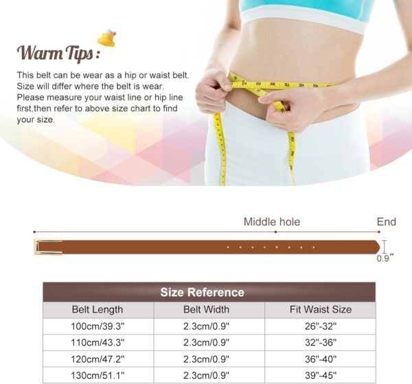 SUOSDEY Women Leather Belts for Dress Jeans Belt with Gold B... - Image 7